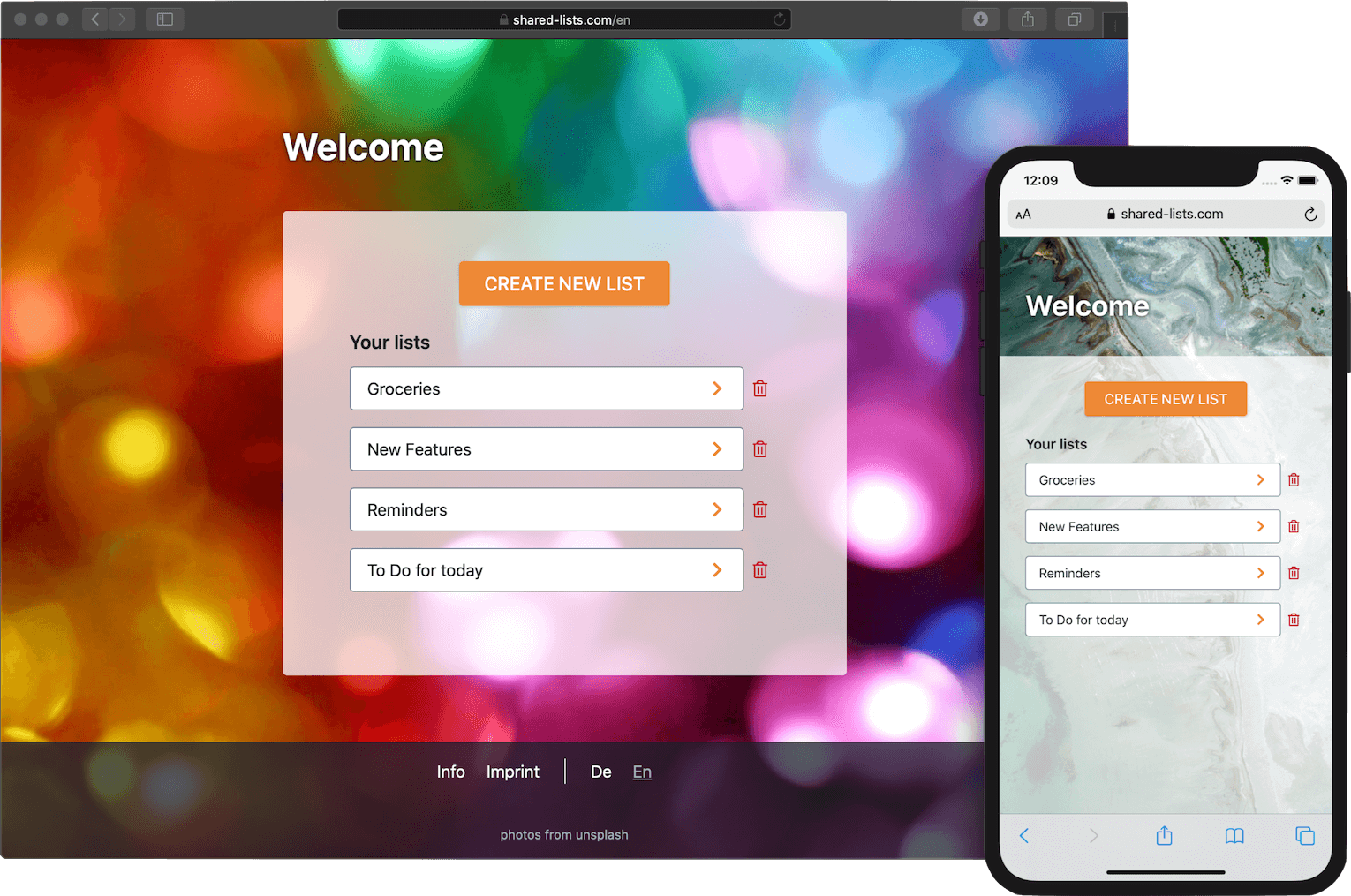 Welcome page screenshot